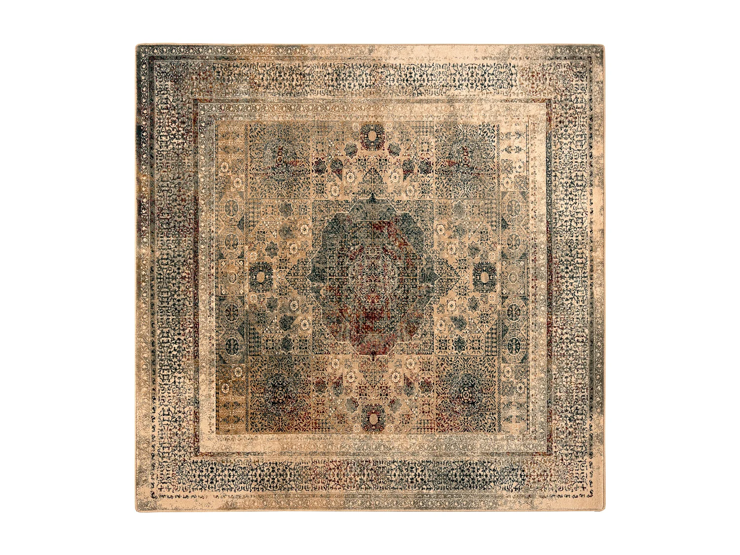 Tapete de lã OMEGA MAMLUK Quadrado Roseta vintage creme 170x170 cm