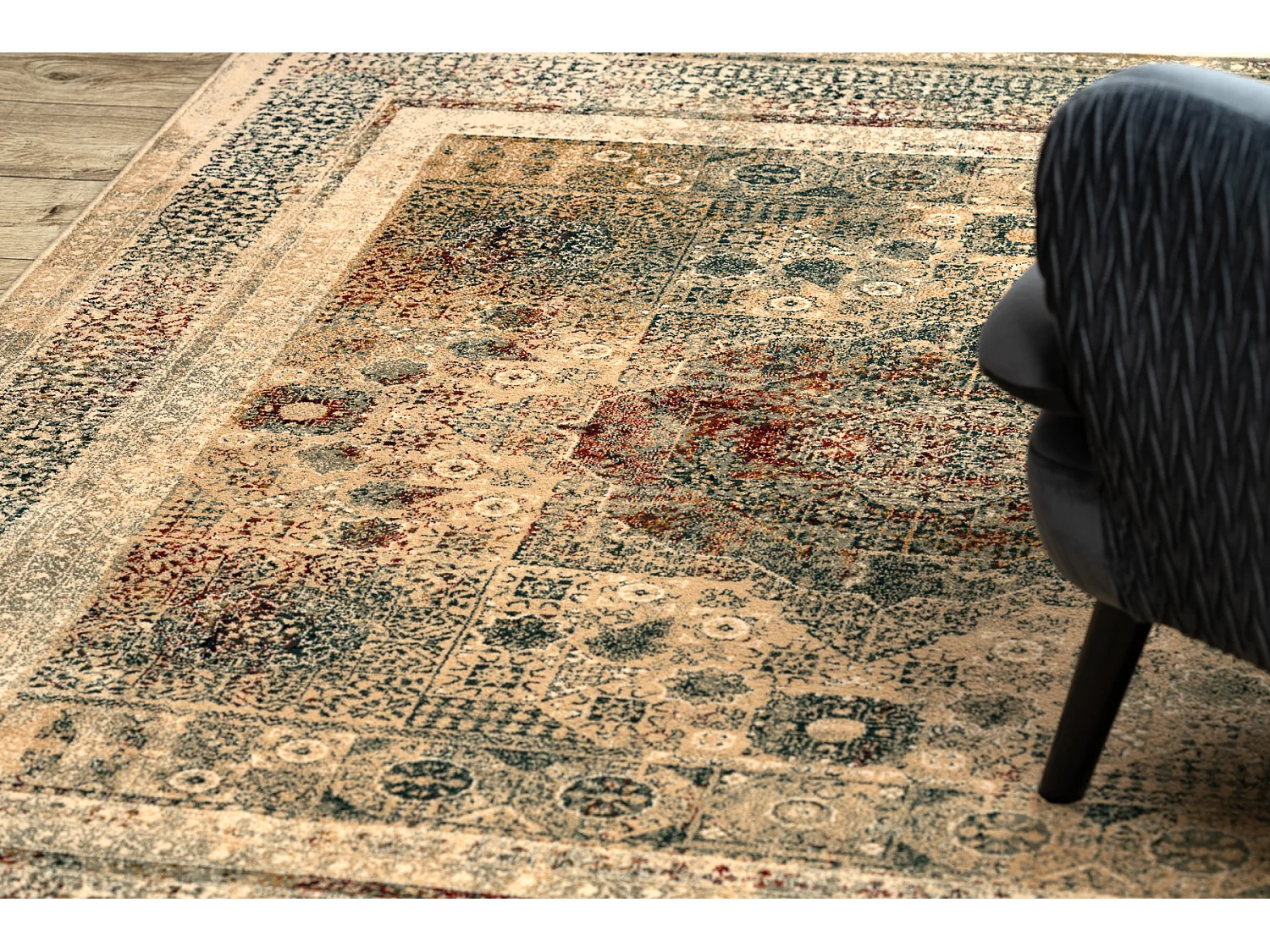 Tapete de lã OMEGA MAMLUK Quadrado Roseta vintage creme 170x170 cm