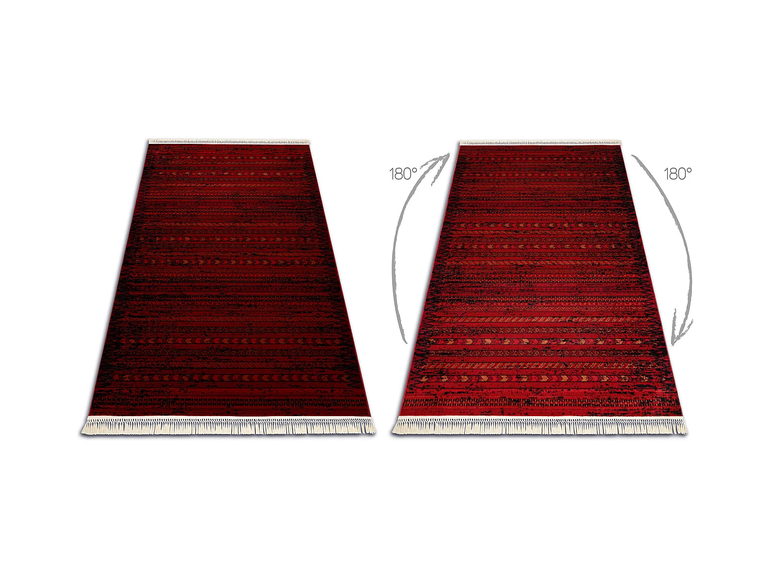 Dywan ORIENT 5820 bordo / czarny Orientalny, pasy z frędzlami  250x350 cm