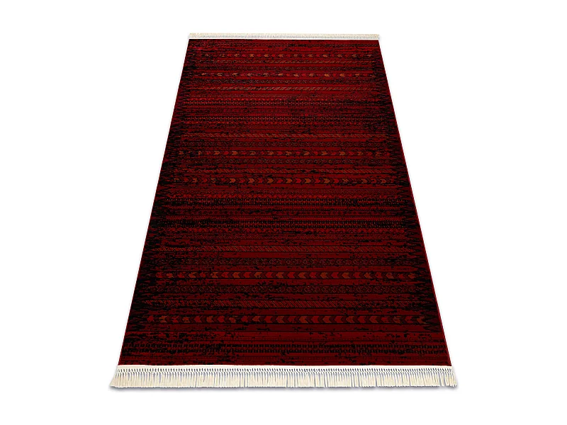 ORIENT 5820 Teppich burgund / schwarz Orientalisch, Streifen mit Frans 150x230 cm