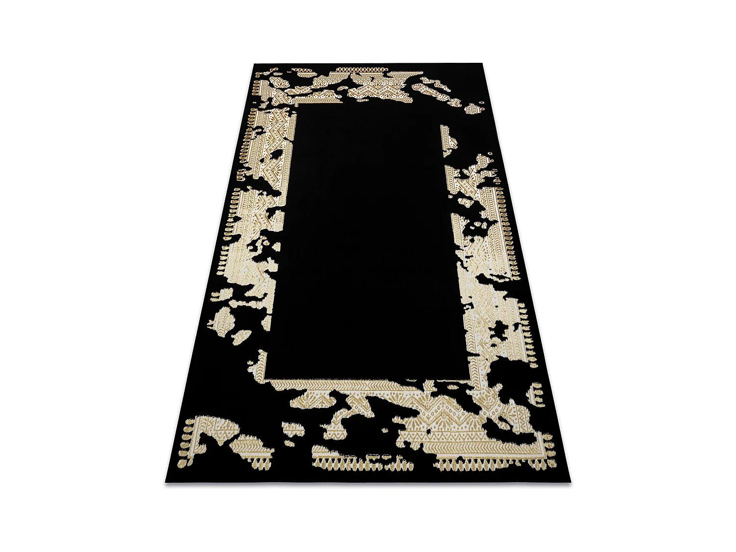 Dywan ALLURE 1965 Ramka - Strukturalny, stylowy, glamour czarny / zło 240x330 cm