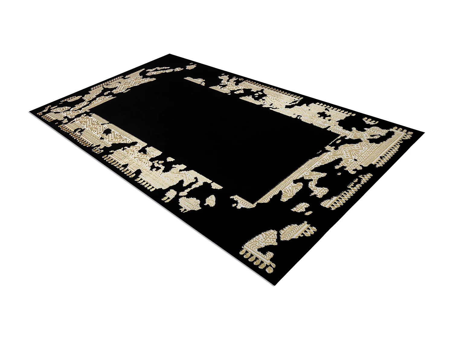 Dywan ALLURE 1965 Ramka - Strukturalny, stylowy, glamour czarny / zło 240x330 cm