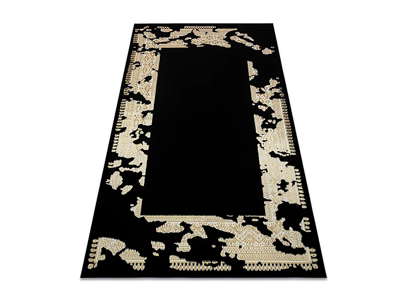 Dywan ALLURE 1965 Ramka - Strukturalny, stylowy, glamour czarny / zło 240x330 cm