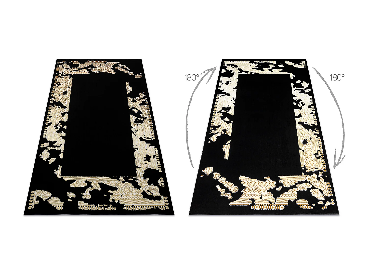 Dywan ALLURE 1965 Ramka - Strukturalny, stylowy, glamour czarny / zło 120x170 cm