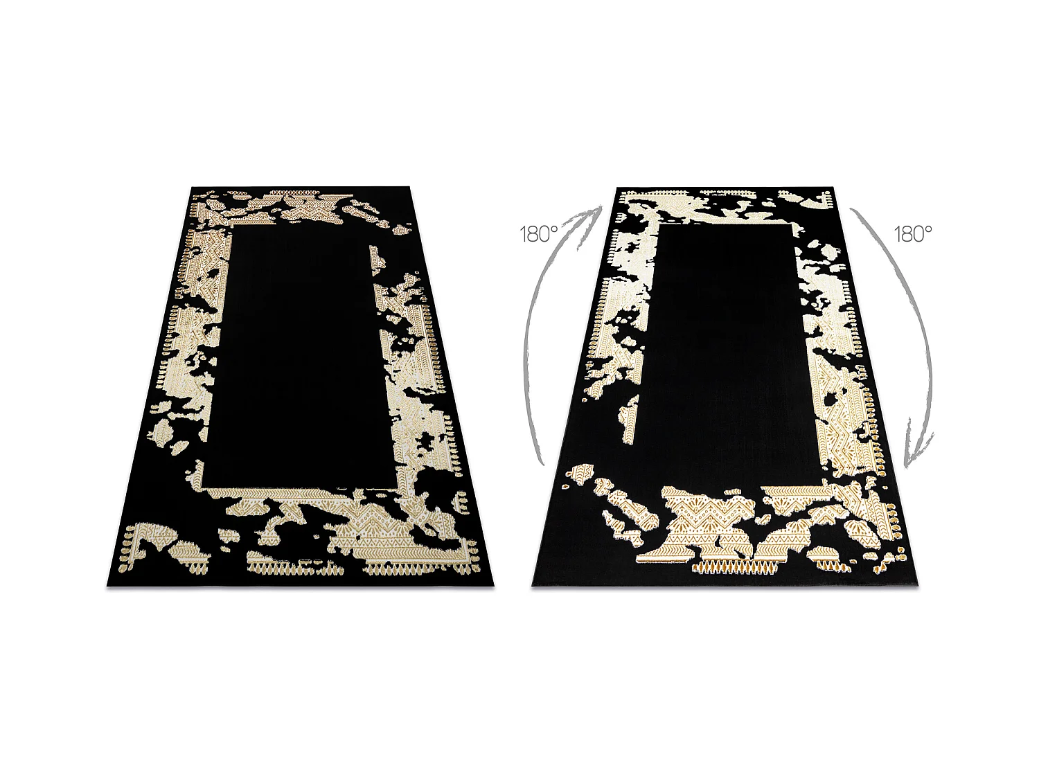 Dywan ALLURE 1965 Ramka - Strukturalny, stylowy, glamour czarny / zło 180x270 cm