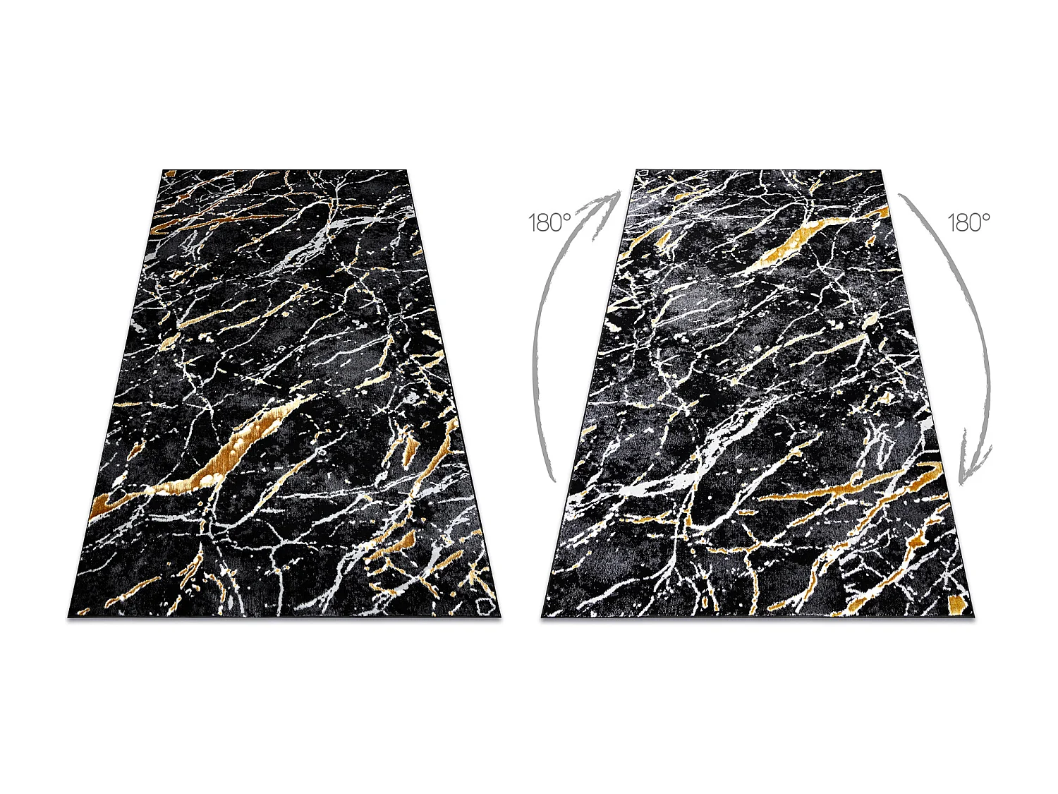 Dywan ALLURE 1963 Marmur - Strukturalny, stylowy, glamour czarny / zł 200x290 cm