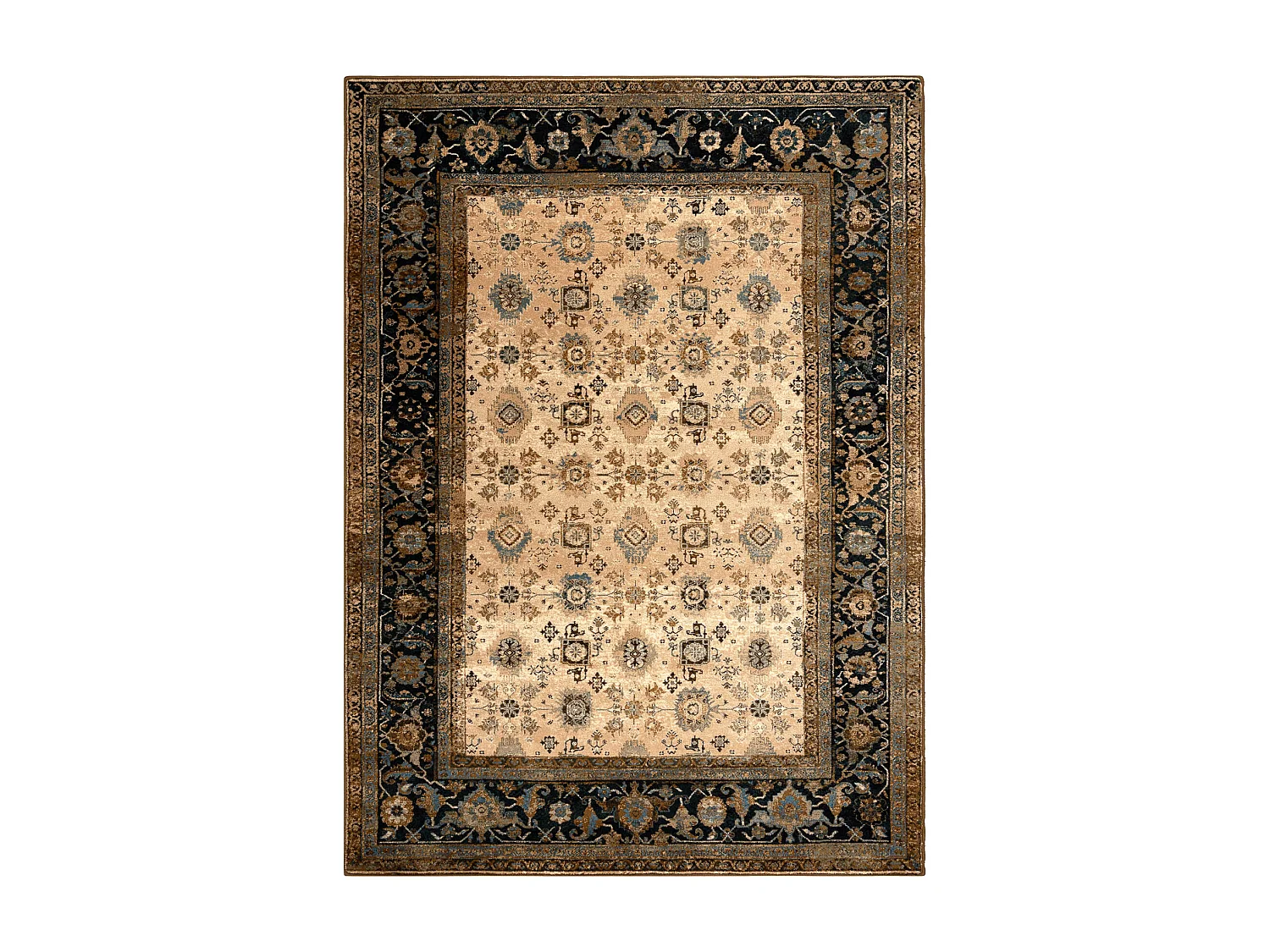 Tapete de lã OMEGA AVILA Ornamento quadro conhaque marrom 235x350 cm