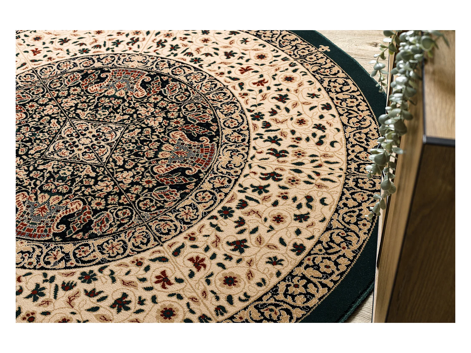 Wollteppich POLONIA Kreis WITRAŻ Buntglas Smaragd cercle 200 cm