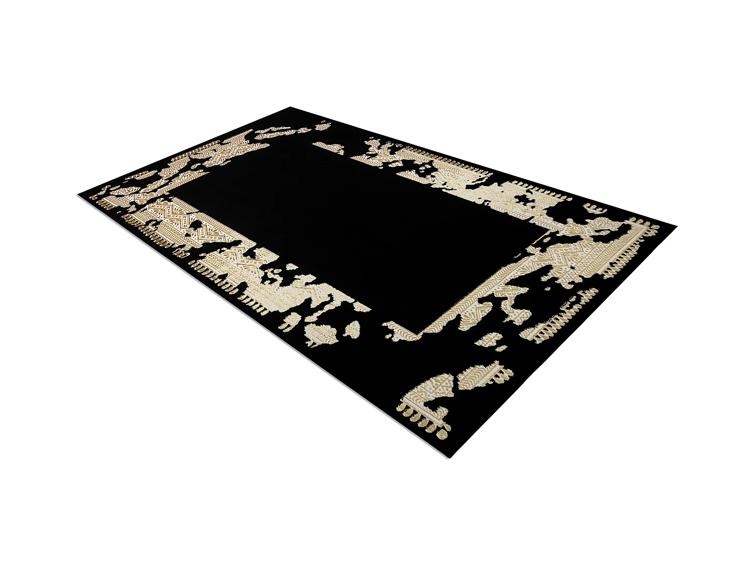 Tapis ALLURE 1965 Cadre - Structurel, élégant, glamour noir / L'or 200x290 cm
