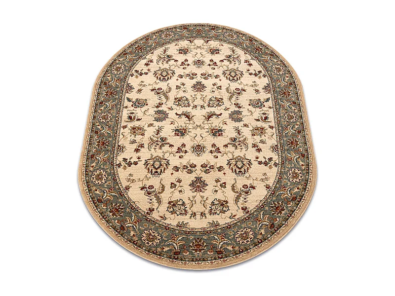 Tapis en laine POLONIA ovale MADRAS fleurs jasmin 2 vert 170x235 cm