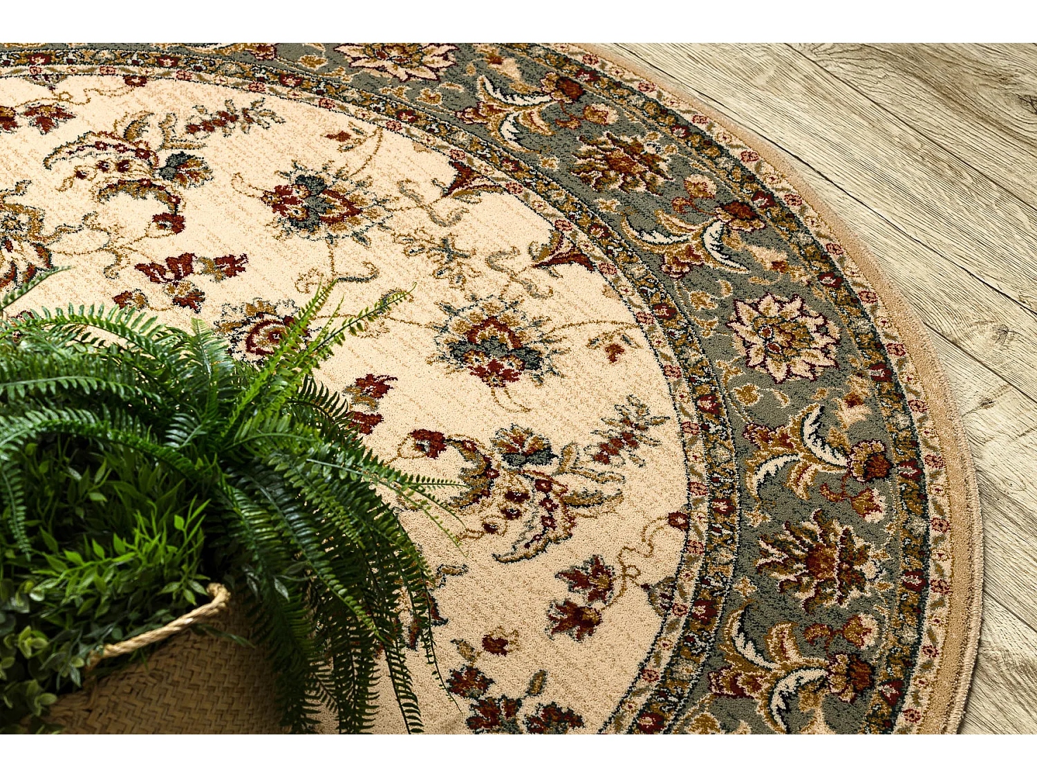 Tapis en laine POLONIA ovale MADRAS fleurs jasmin 2 vert 170x235 cm