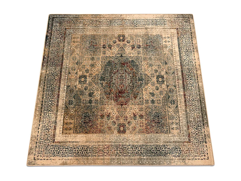 Tapete de lã OMEGA MAMLUK Quadrado Roseta vintage creme 200x200 cm