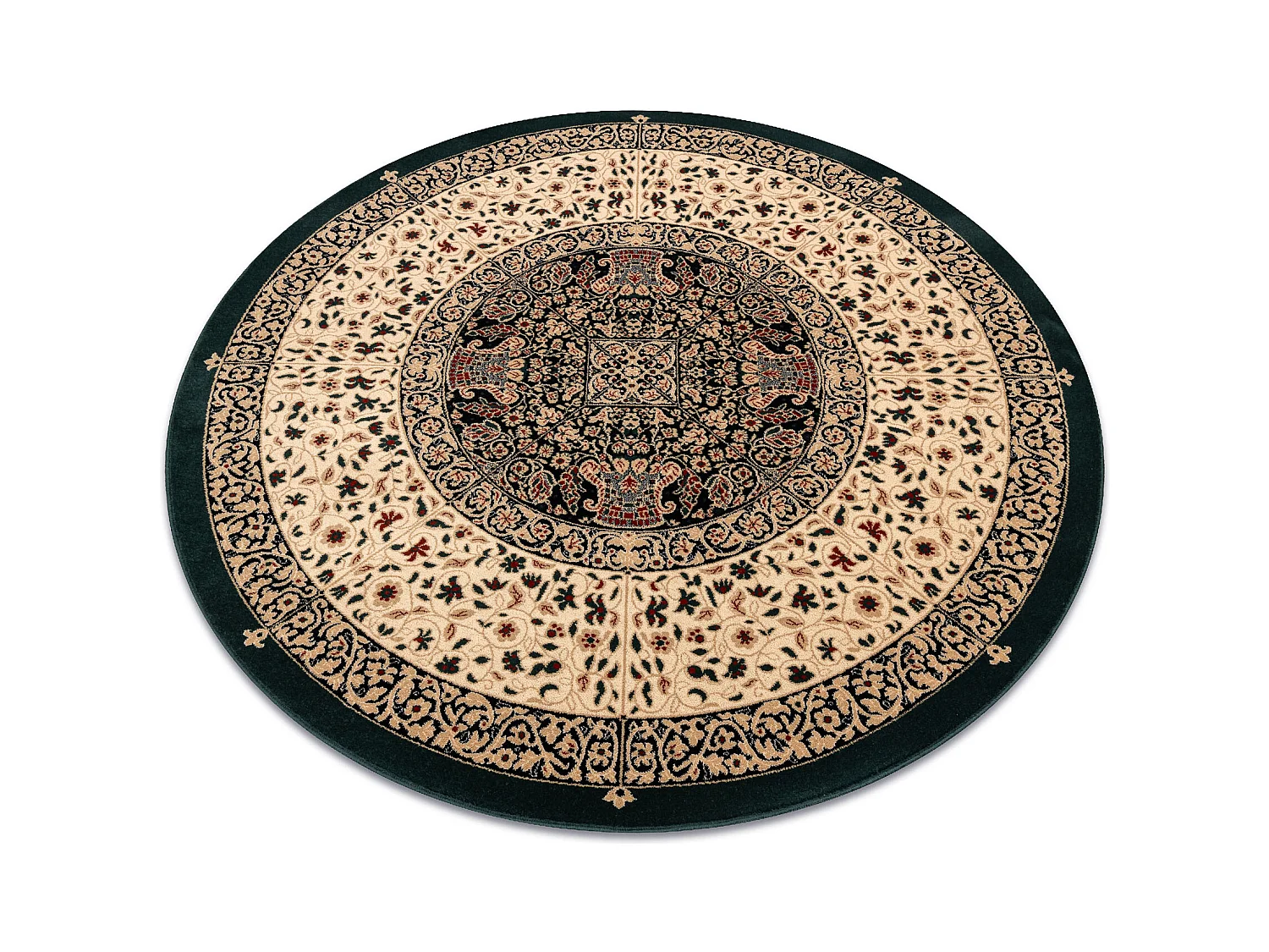 Tapis en laine POLONIA cercle WITRAŻ vitrail émeraude cercle 135 cm