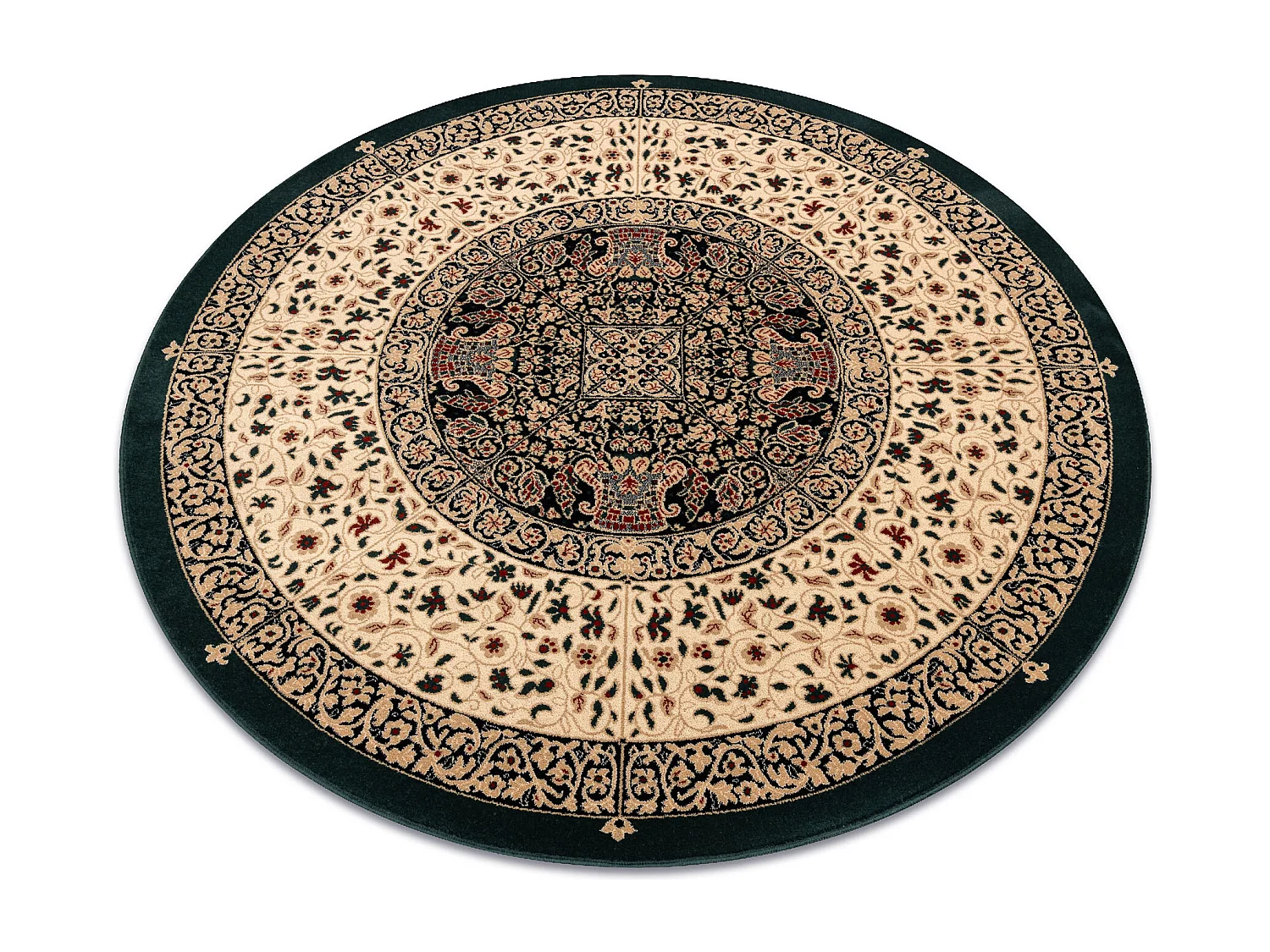 Tapis en laine POLONIA cercle WITRAŻ vitrail émeraude cercle 135 cm