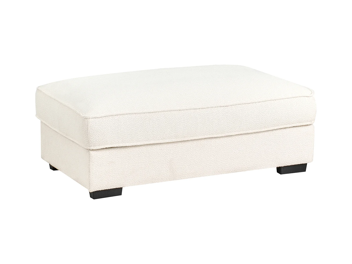 Canapé d'Angle à droite avec Pouf Moderne en Bouclé Repose-pieds Ottoman Dossier Rembourré avec Coussins Blanc Cassé Renders