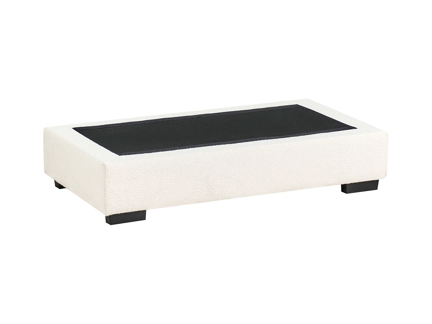 Canapé d'Angle à droite avec Pouf Moderne en Bouclé Repose-pieds Ottoman Dossier Rembourré avec Coussins Blanc Cassé Renders