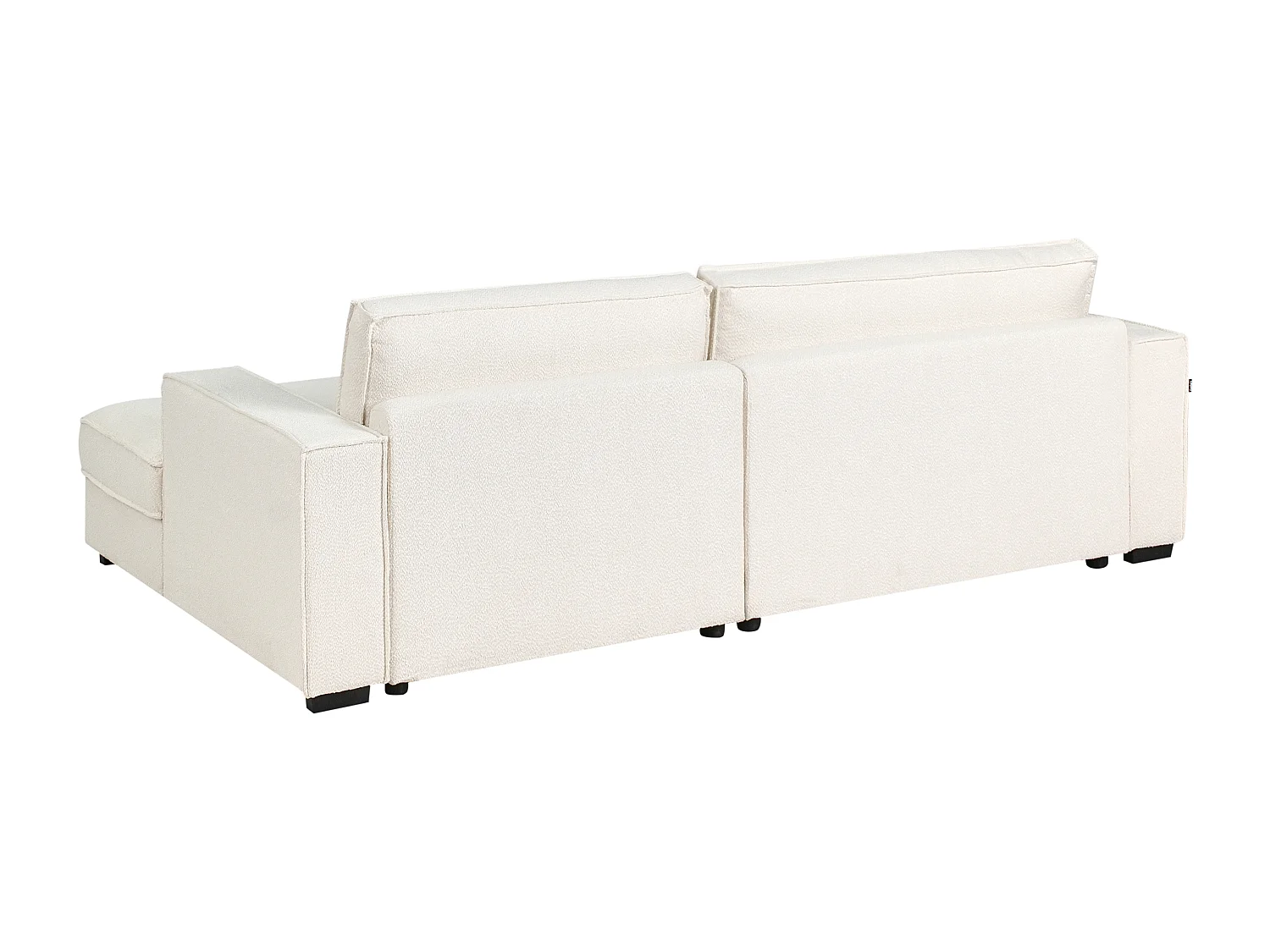 Canapé d'Angle à Gauche avec Pouf Moderne en Bouclé Repose-pieds Ottoman Dossier Rembourré avec Coussins Blanc Cassé  Renders