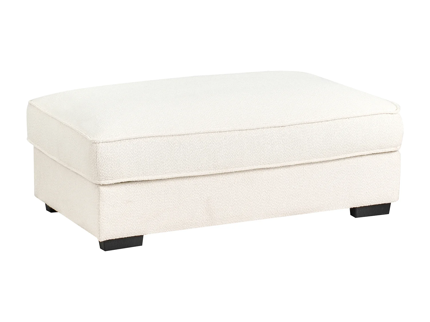 Canapé d'Angle à Gauche avec Pouf Moderne en Bouclé Repose-pieds Ottoman Dossier Rembourré avec Coussins Blanc Cassé  Renders