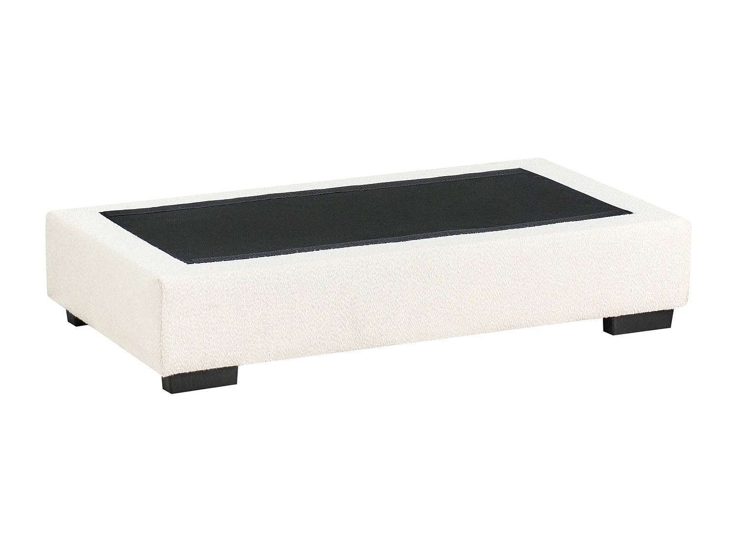 Ecksofa RENDERS Bouclé Cremeweiss mit Ottomane linksseitig