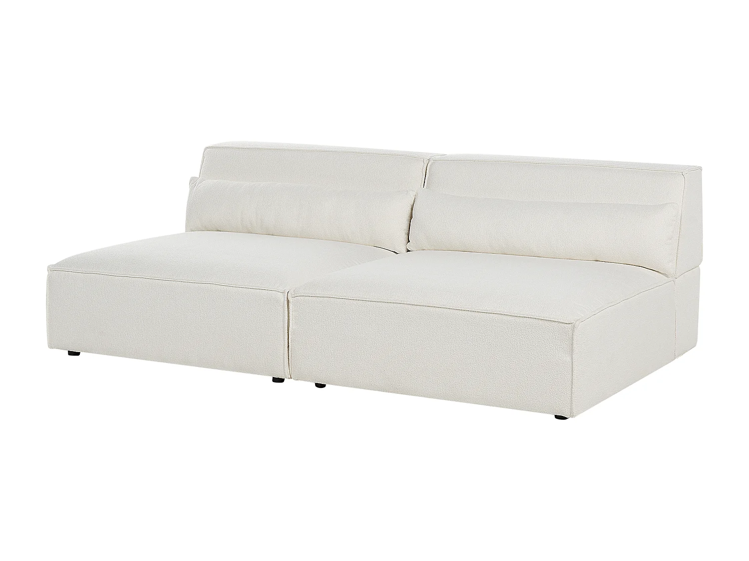 Canapé modulable 2 places HELLNAR Bouclé Blanc cassé