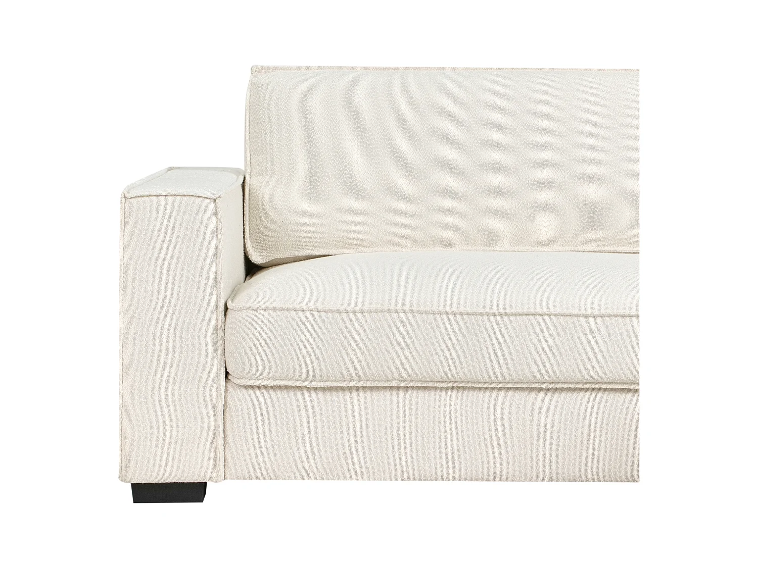 Canapé d'Angle à droite Moderne en Bouclé en Forme de L avec Coussins Rembourré Blanc Cassé Renders