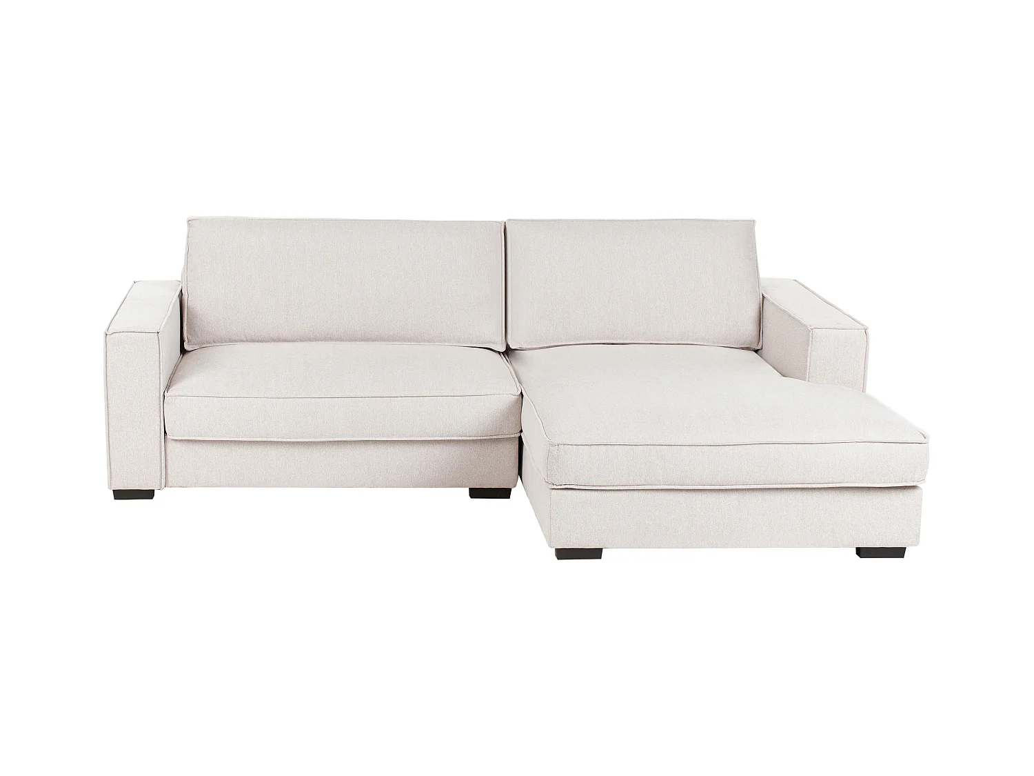 Canapé d'Angle à droite Moderne en Tissu en Forme de L avec Coussins Rembourré Beige Clair Renders