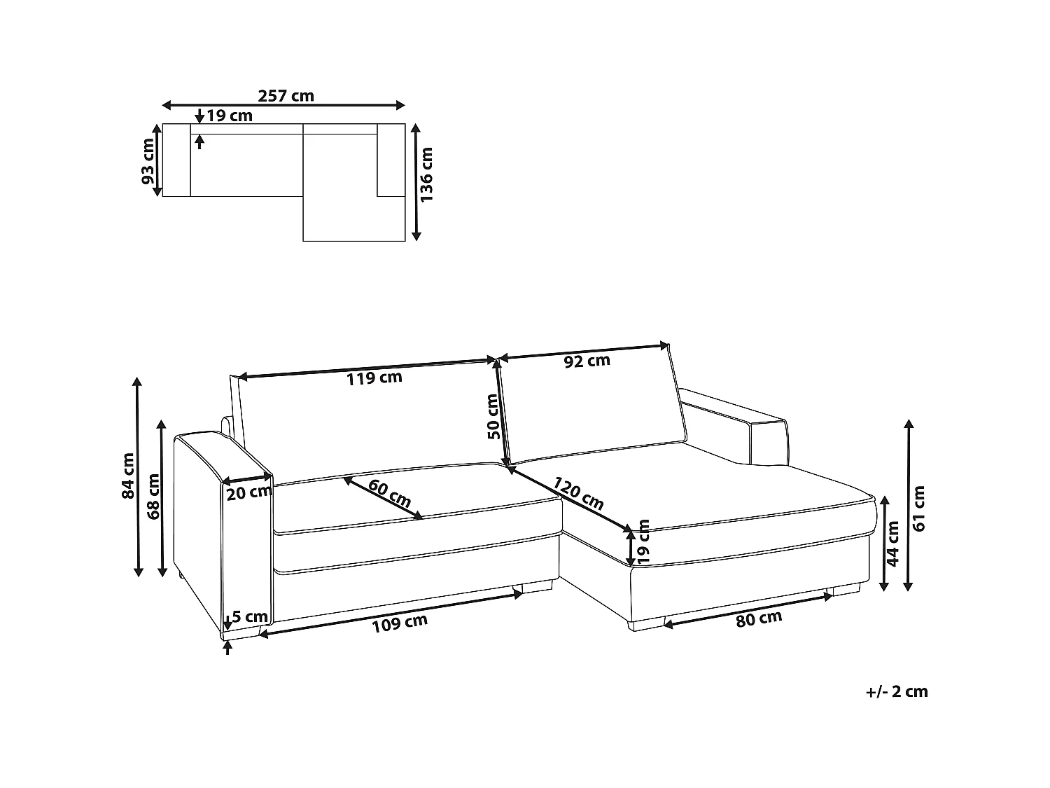 Canapé d'Angle à droite Moderne en Tissu en Forme de L avec Coussins Rembourré Beige Clair Renders