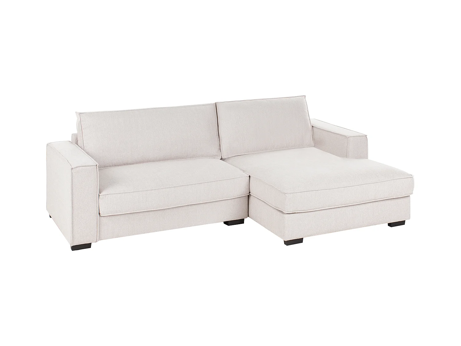 Canapé d'Angle à droite Moderne en Tissu en Forme de L avec Coussins Rembourré Beige Clair Renders