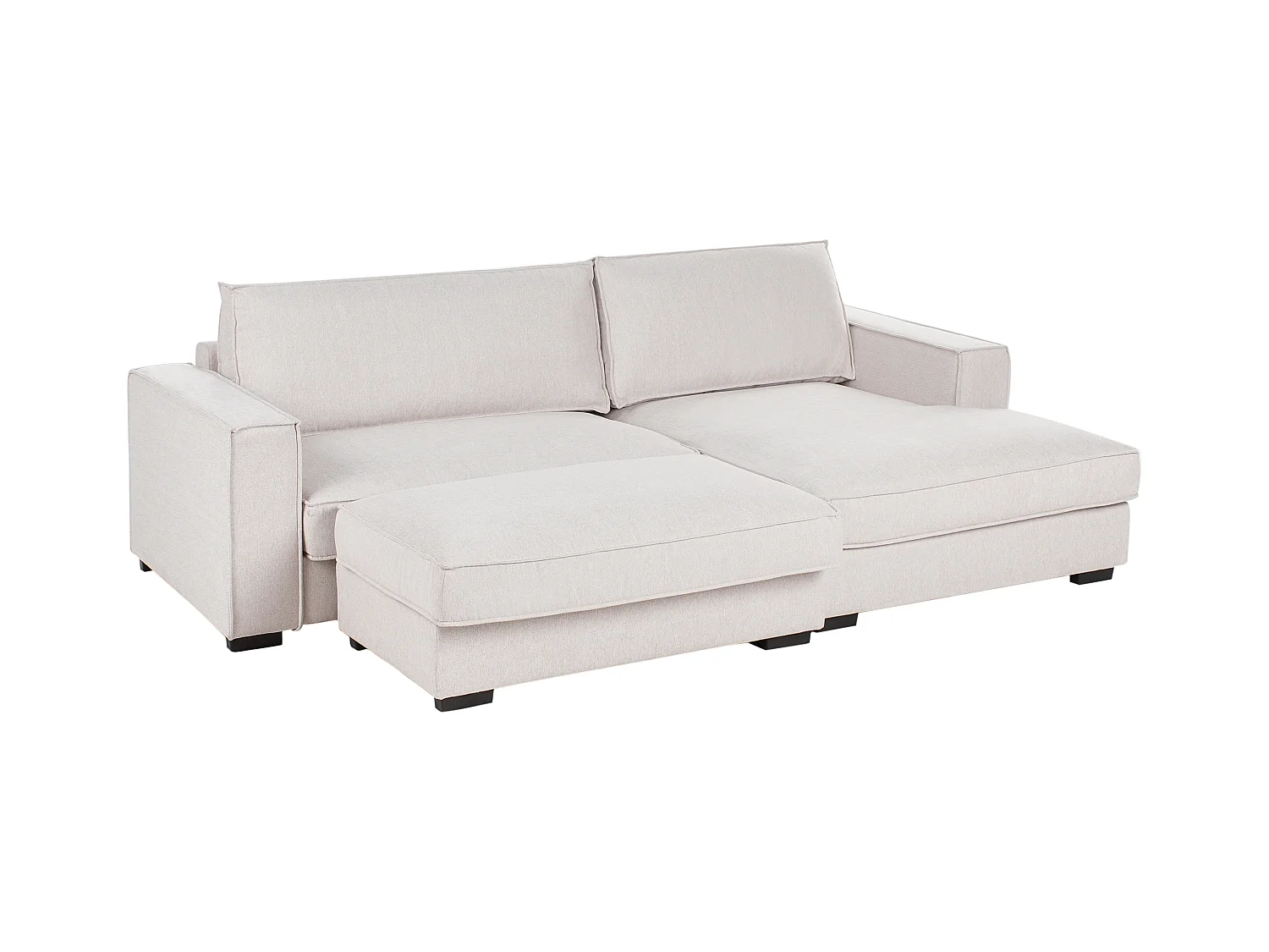 Canapé d'Angle à droite Moderne en Tissu en Forme de L avec Coussins Rembourré Beige Clair Renders