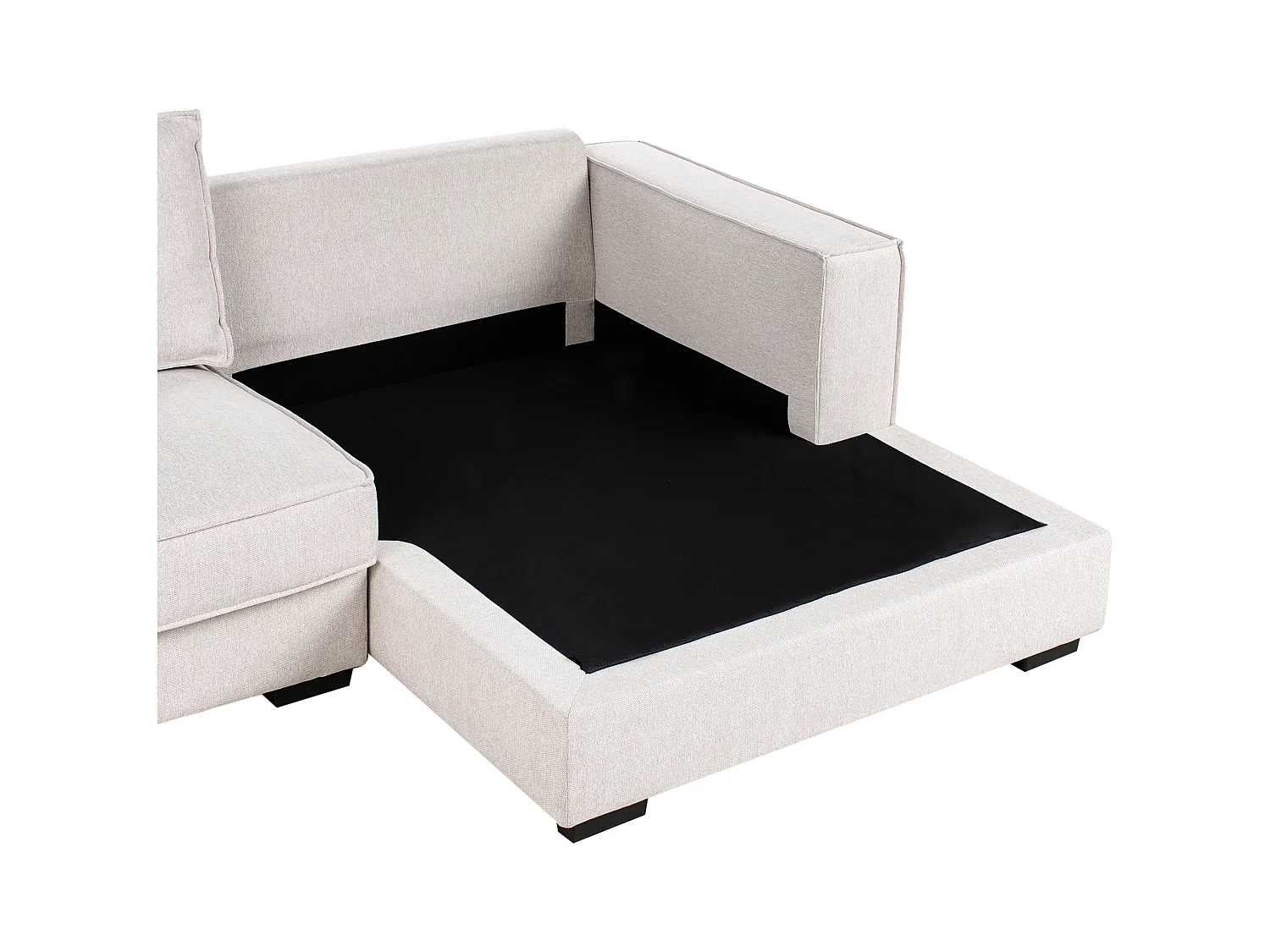 Canapé d'Angle à droite Moderne en Tissu en Forme de L avec Coussins Rembourré Beige Clair Renders