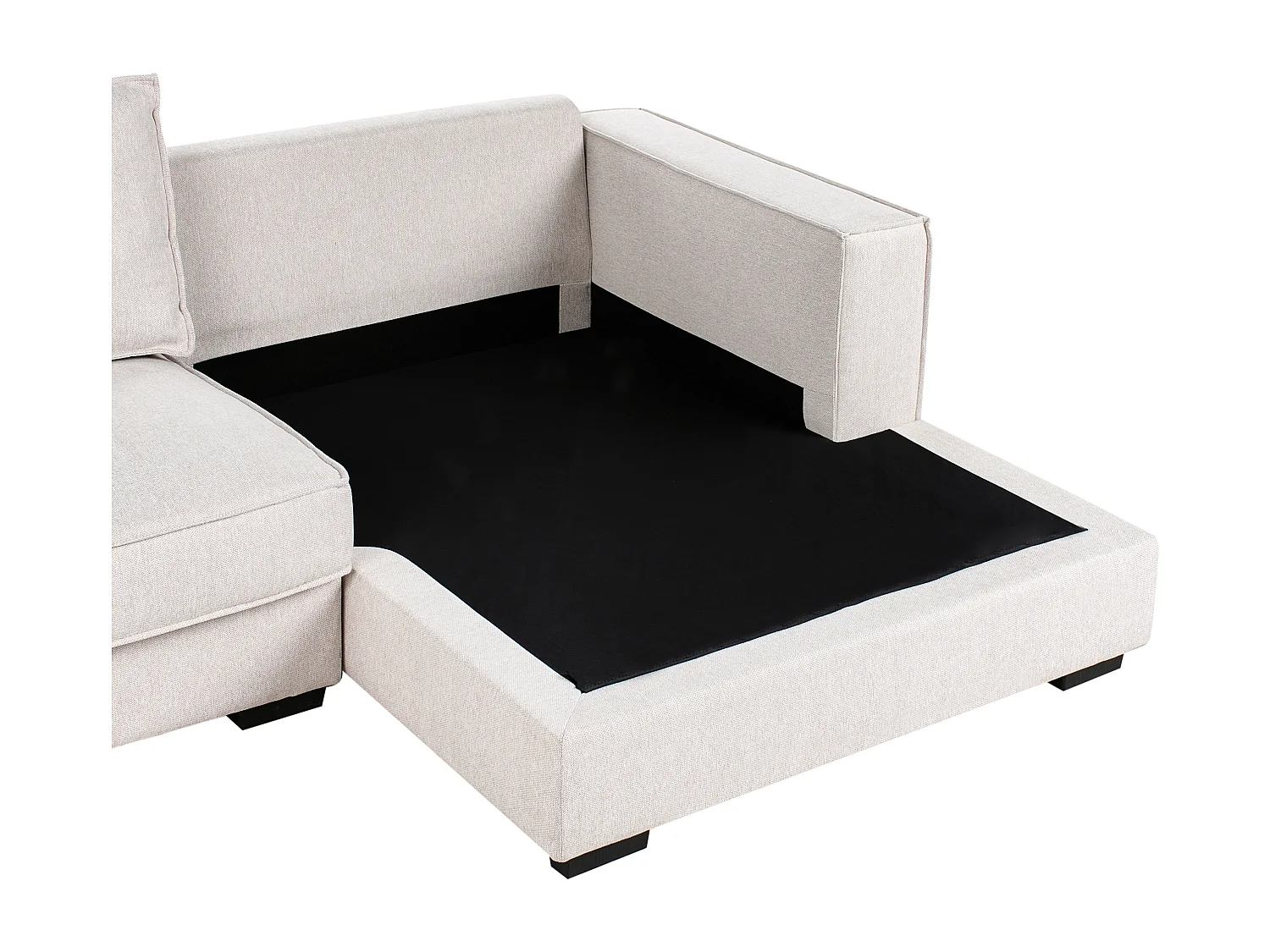 Canapé d'Angle à droite Moderne en Tissu en Forme de L avec Coussins Rembourré Beige Clair Renders