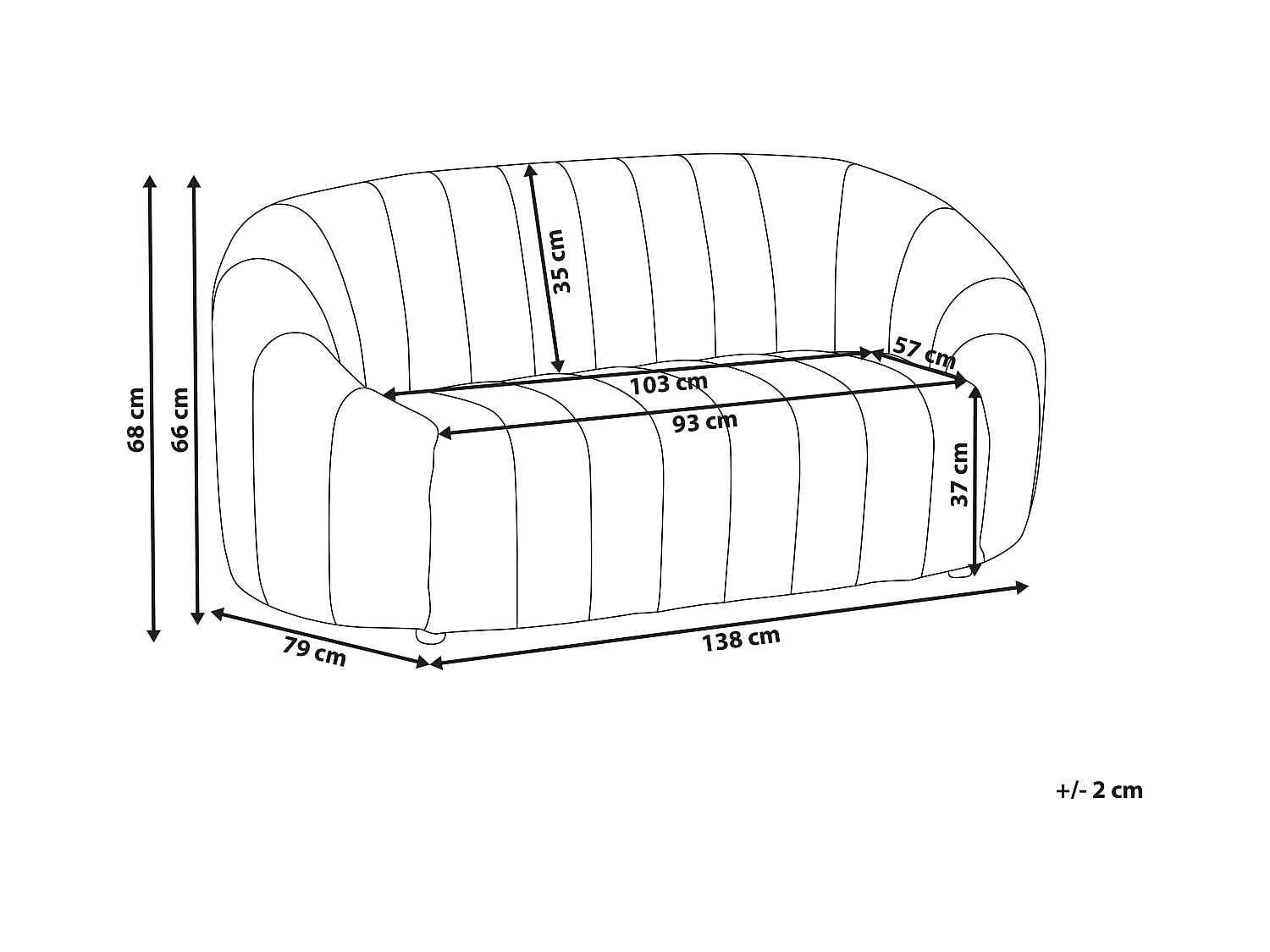 Divano MALUNG Velluto Beige 2 posti