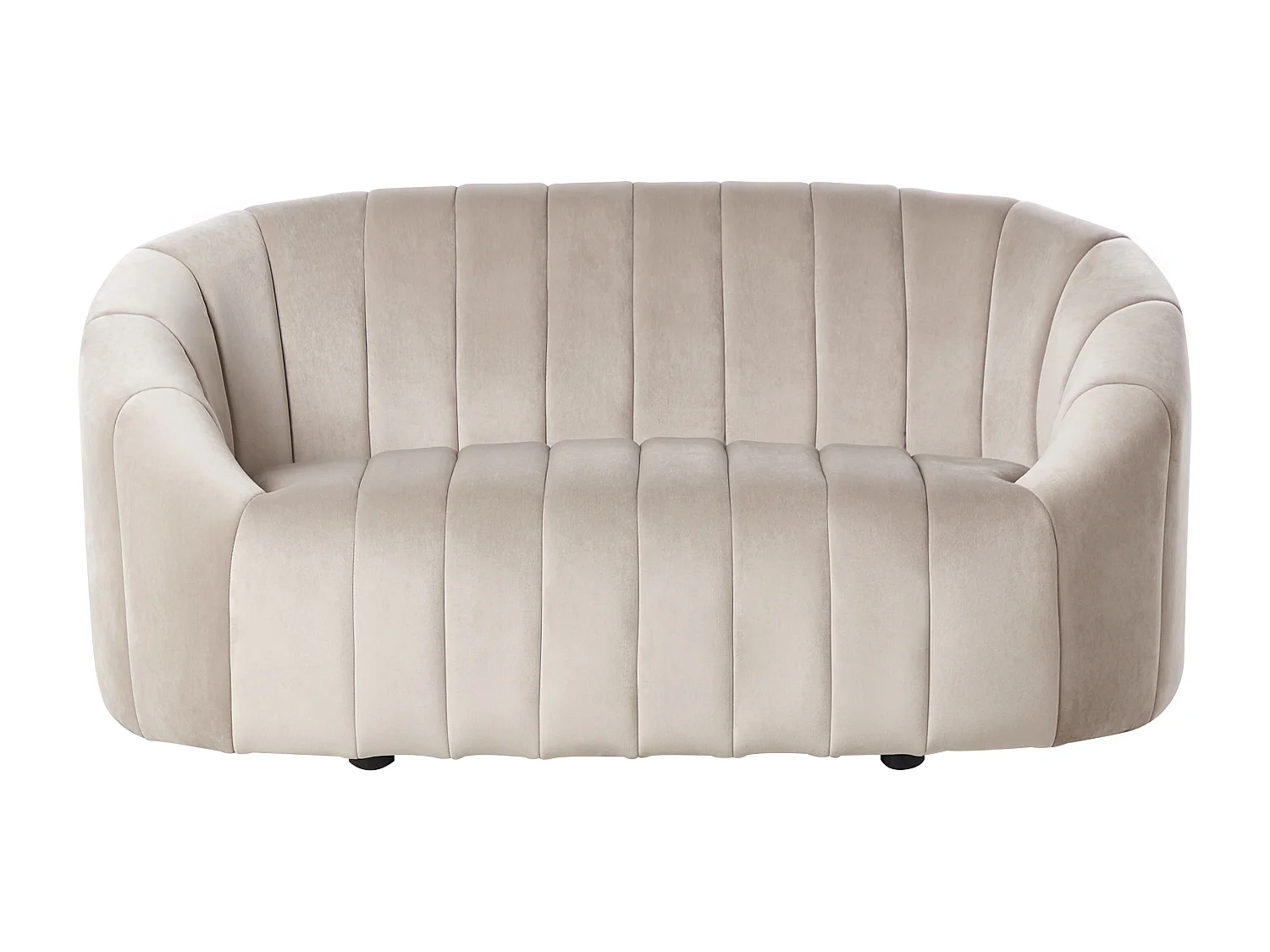 2-Sitzer Sofa Samt beige gesteppt oval Muschelform niedrige Rückenlehne Malung