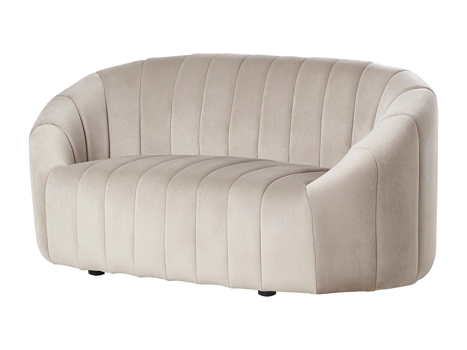 2-Sitzer Sofa Samt beige gesteppt oval Muschelform niedrige Rückenlehne Malung