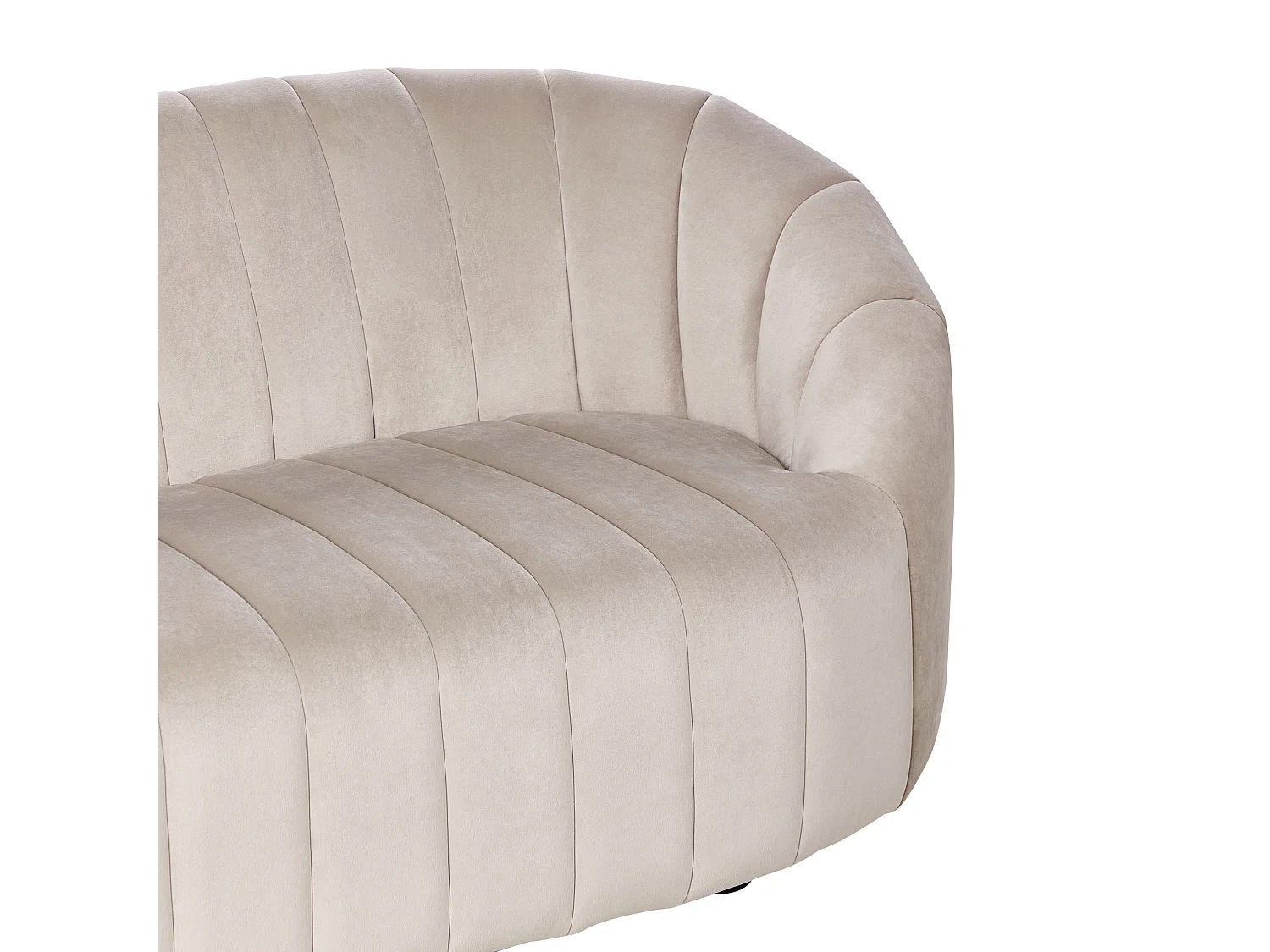 2-Sitzer Sofa Samt beige gesteppt oval Muschelform niedrige Rückenlehne Malung