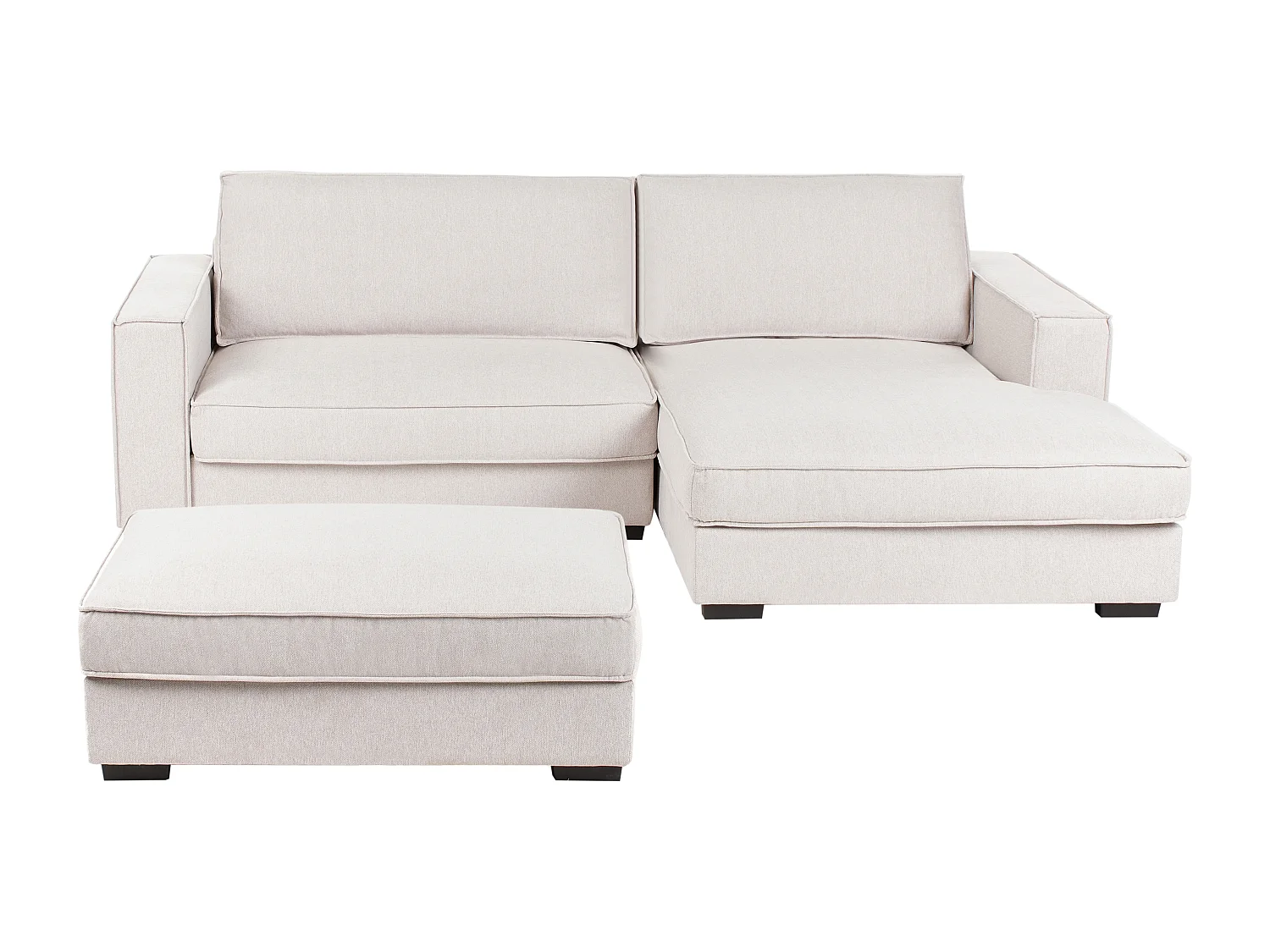 Divano angolare RENDERS Tessuto Beige chiaro con ottomana 3 posti Lato Sinistro