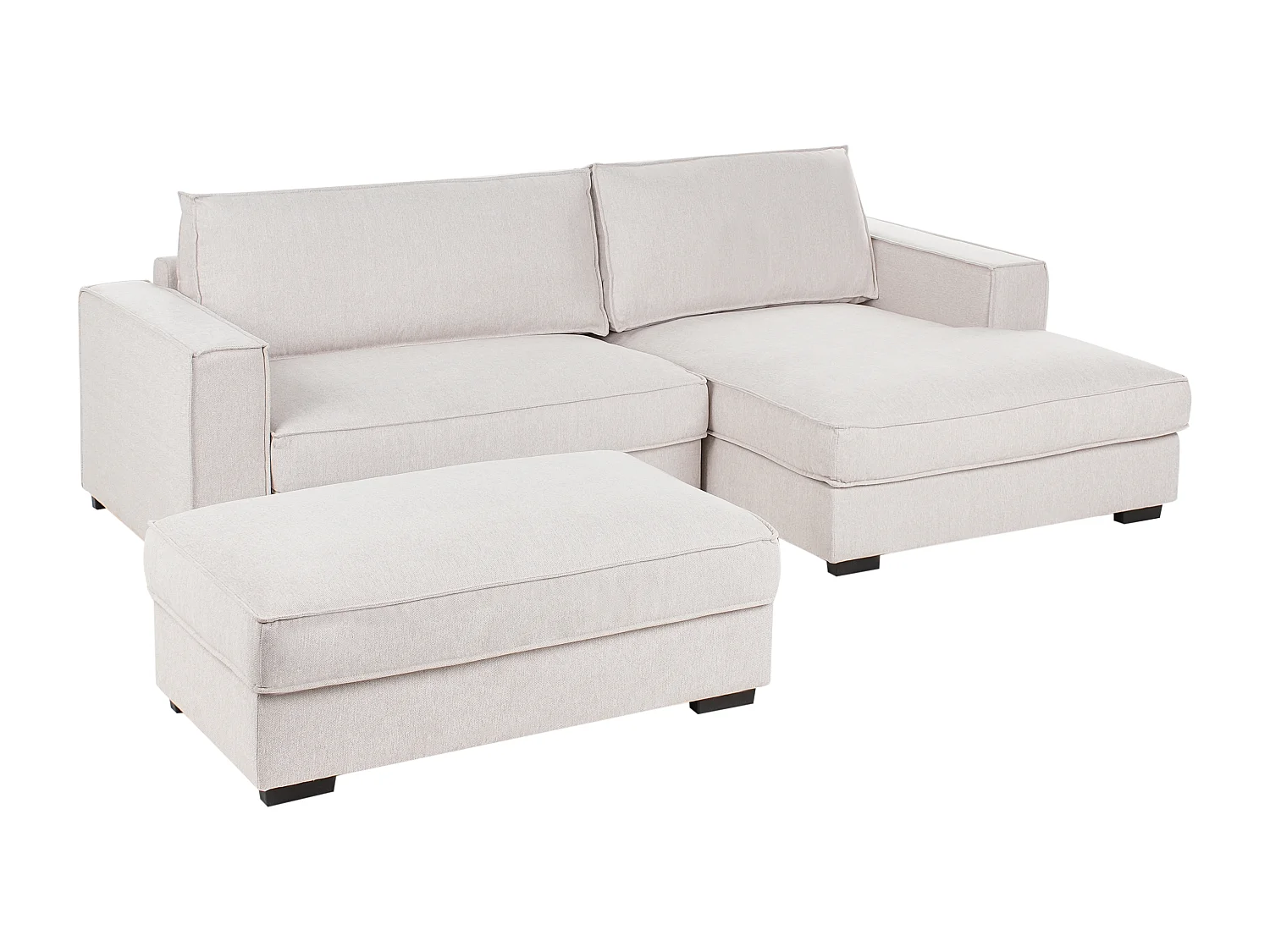 Divano angolare RENDERS Tessuto Beige chiaro con ottomana 3 posti Lato Sinistro