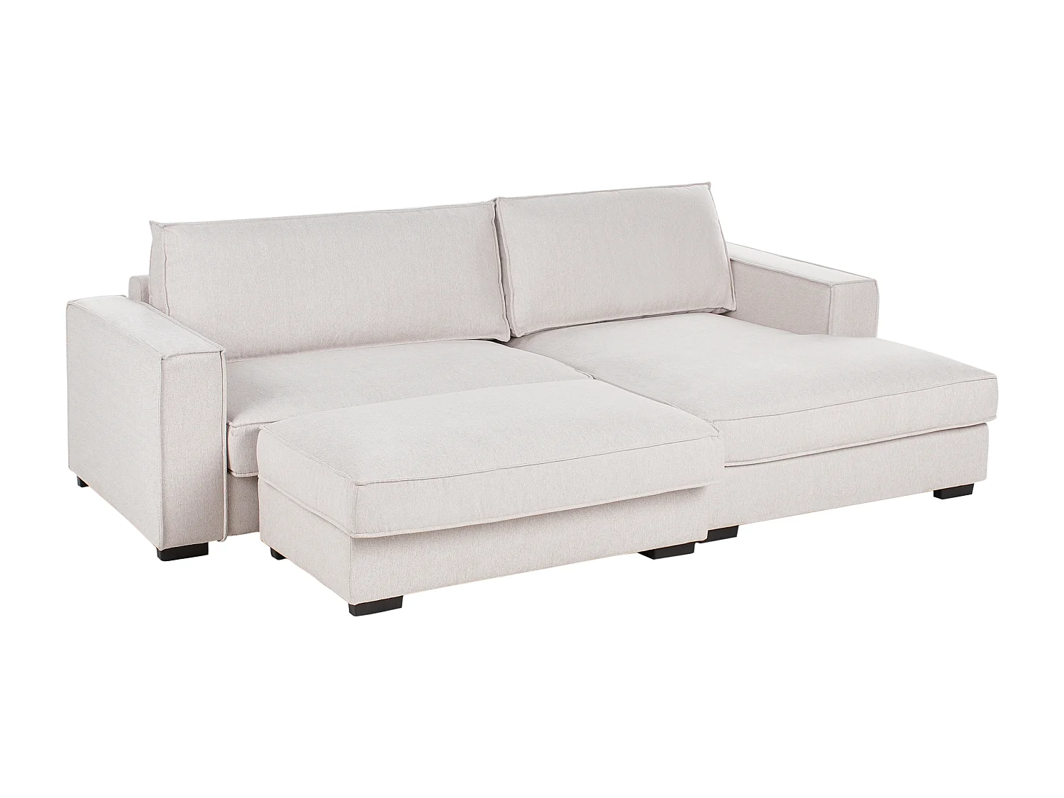 Divano angolare RENDERS Tessuto Beige chiaro con ottomana 3 posti Lato Sinistro