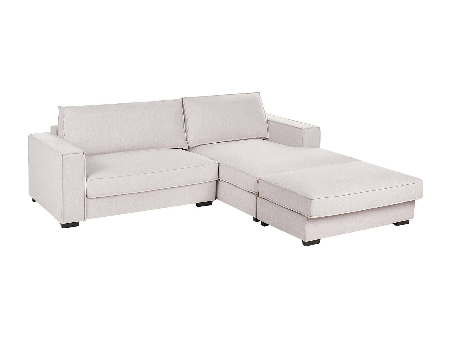 Divano angolare RENDERS Tessuto Beige chiaro con ottomana 3 posti Lato Sinistro