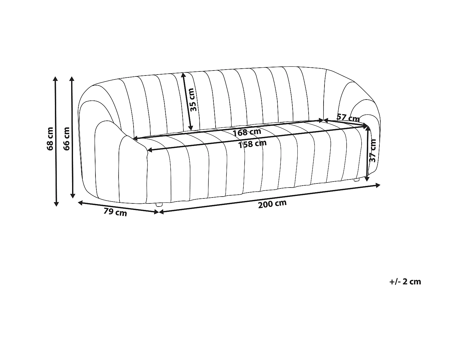 Bank MALUNG Fluweel Beige 3-zitter