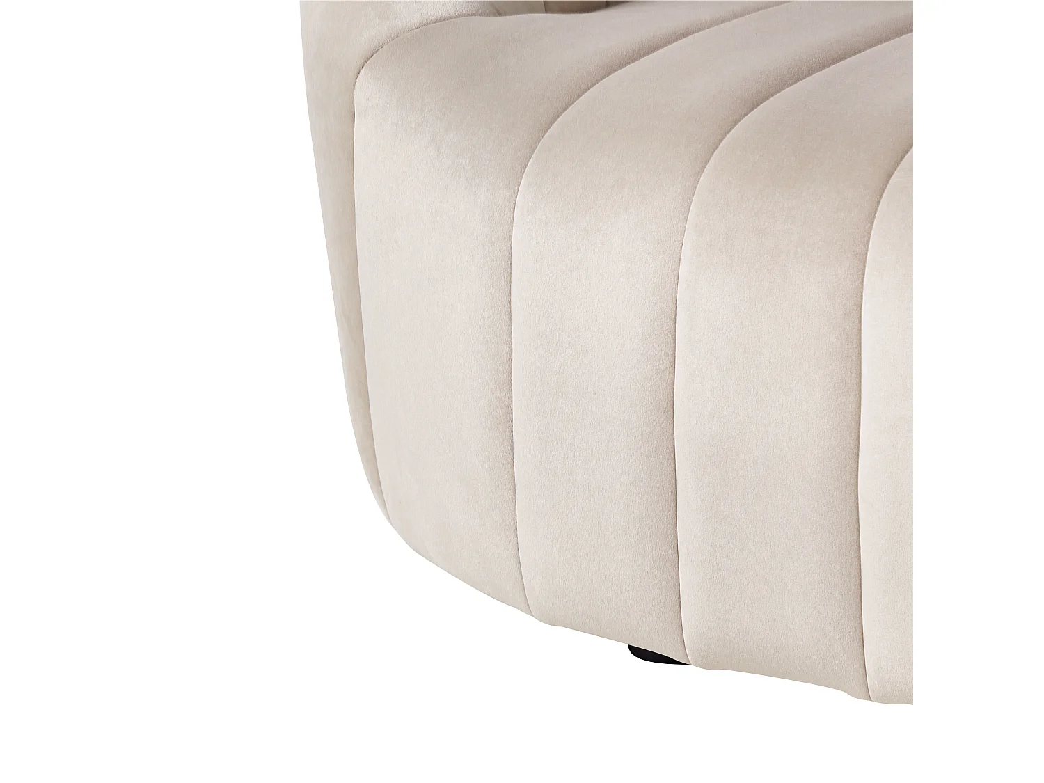 3-Sitzer Sofa Samt beige gesteppt oval Muschelform niedrige Rückenlehne Malung