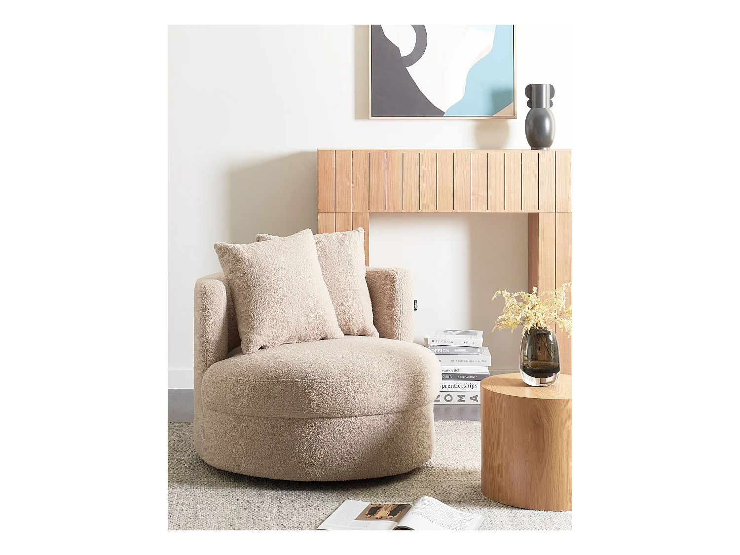 Poltrona DALBY Bouclé Creme