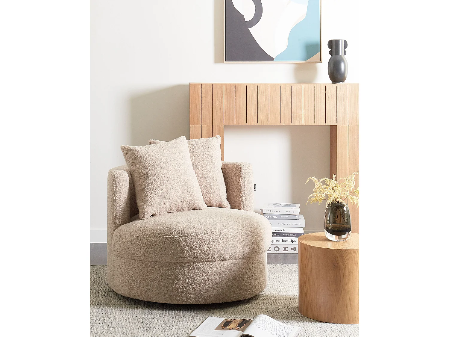 Fauteuil DALBY Bouclé Beige