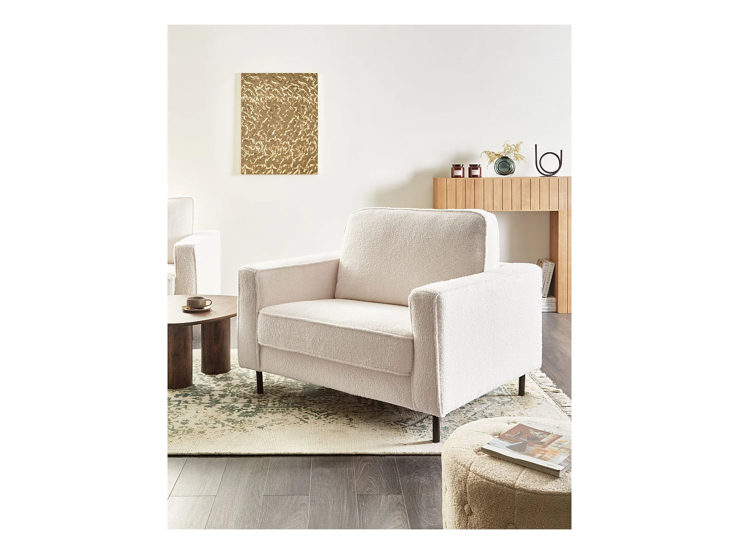 Fauteuil SAVALEN Bouclé Blanc