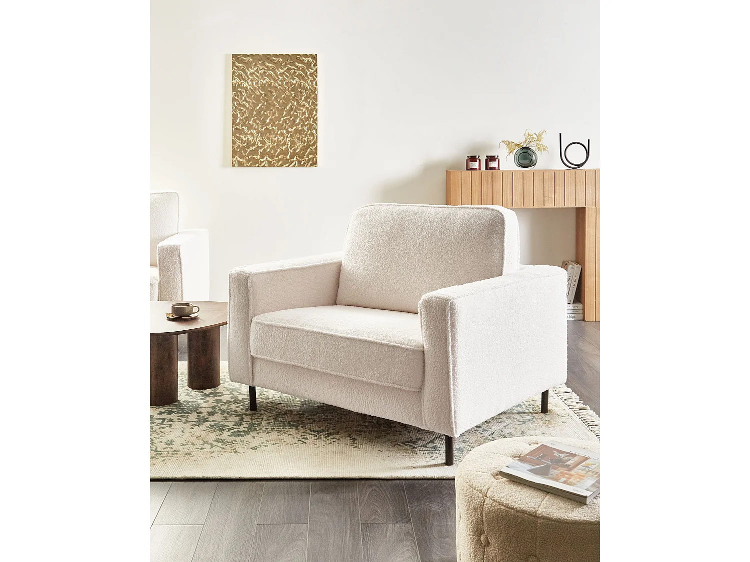 Poltrona SAVALEN Bouclé Bianco