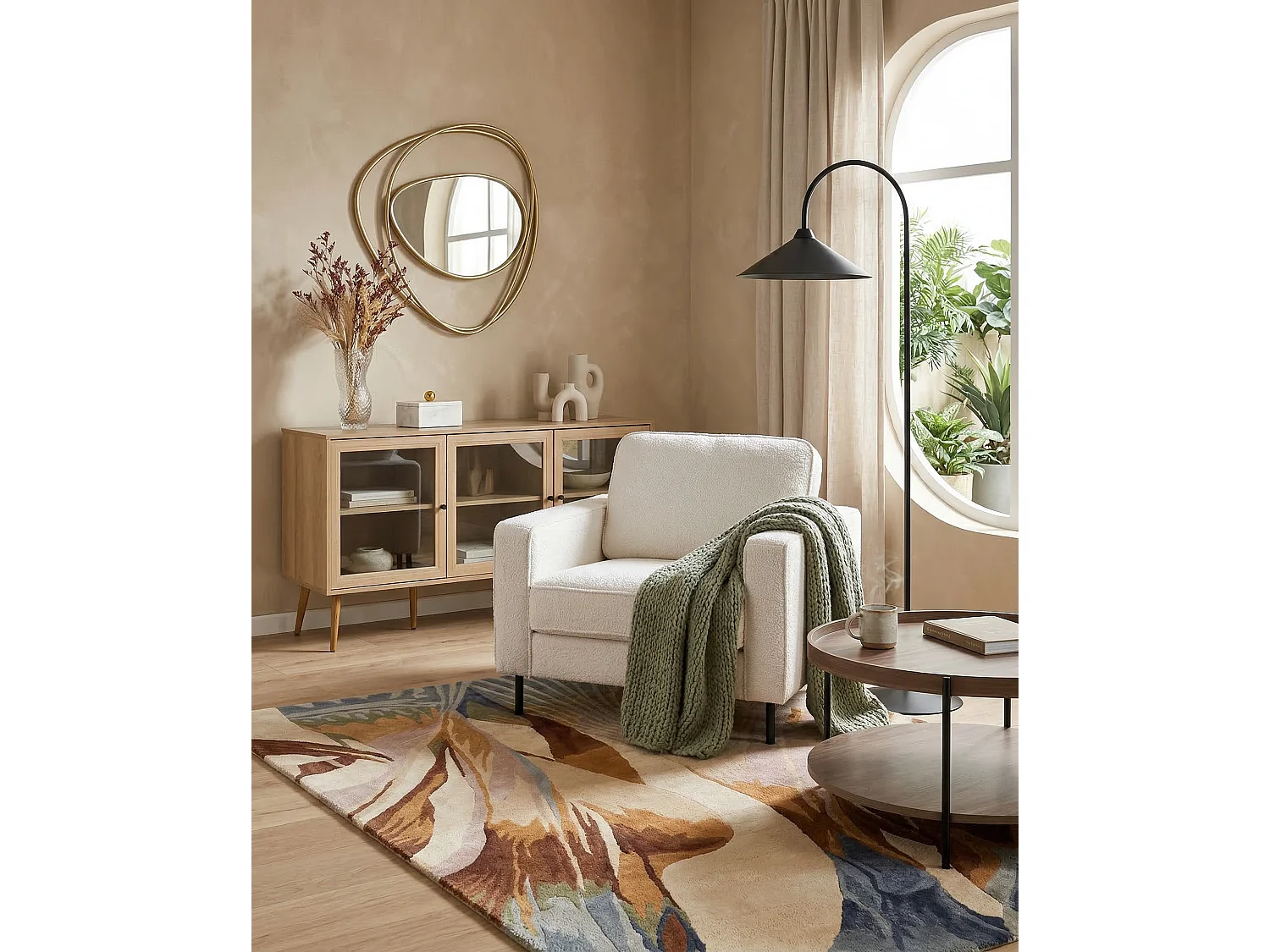 Fauteuil SAVALEN Bouclé Blanc