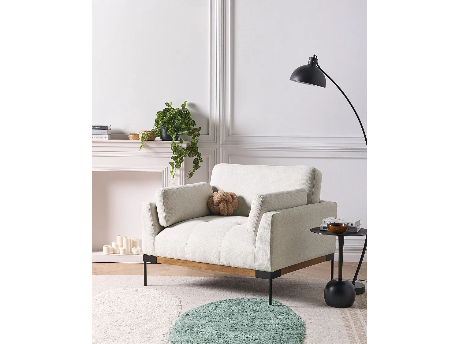 Fauteuil SKAVEN Tissu Beige clair