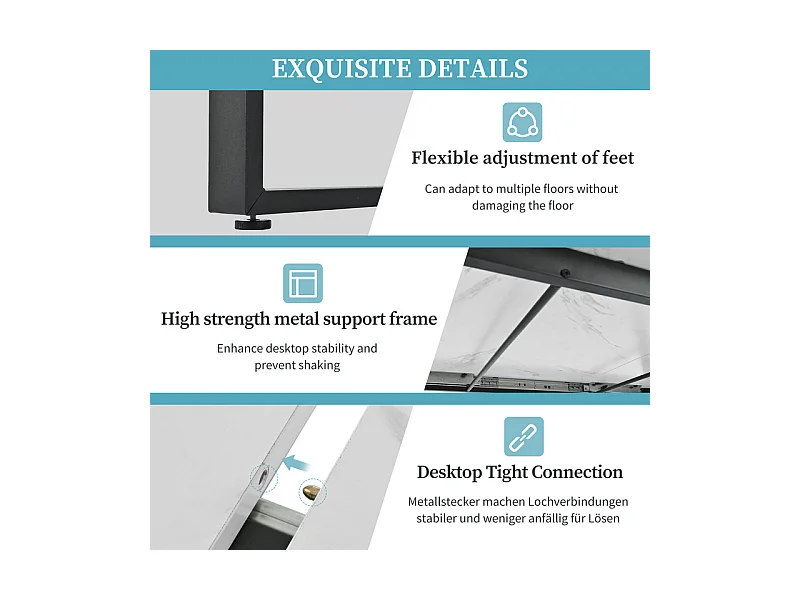 Table à manger extensible + 8 chaises - 4 à 8 personnes - Blanc - 140/180x80x75cm