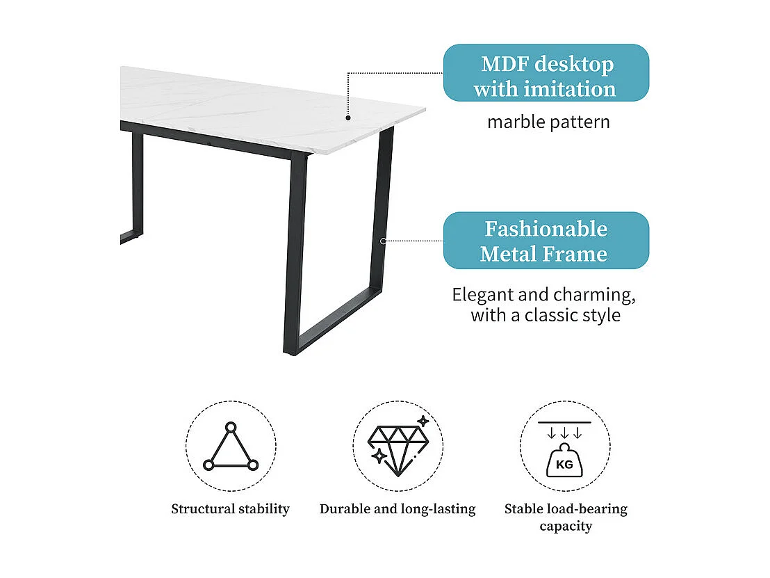 Uitschuifbare eettafel + 8 stoelen - Voor 4-8 personen - Wit - 140/180x80x75cm