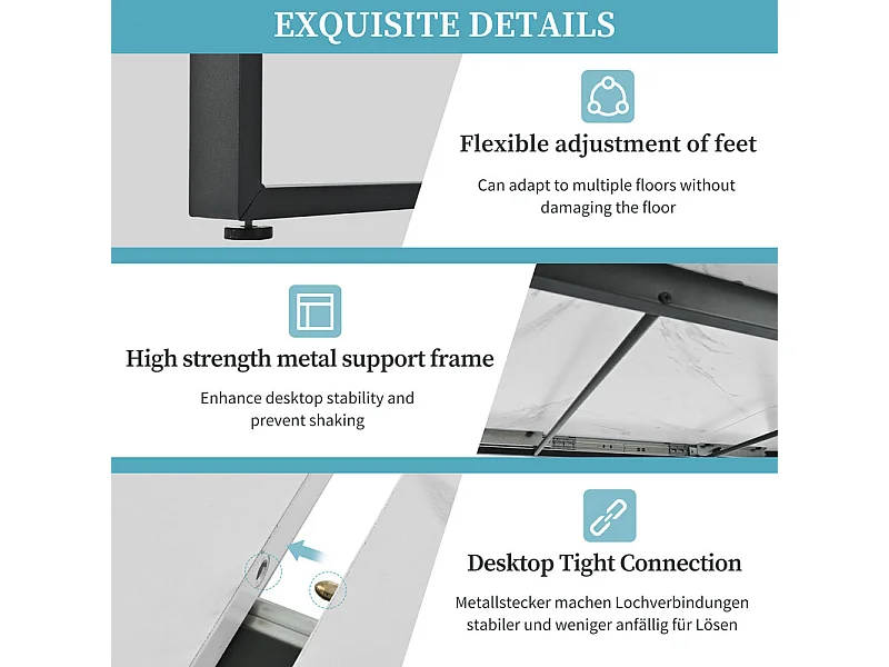 Uitschuifbare eettafel + 8 stoelen - Voor 4-8 personen - Wit - 140/180x80x75cm
